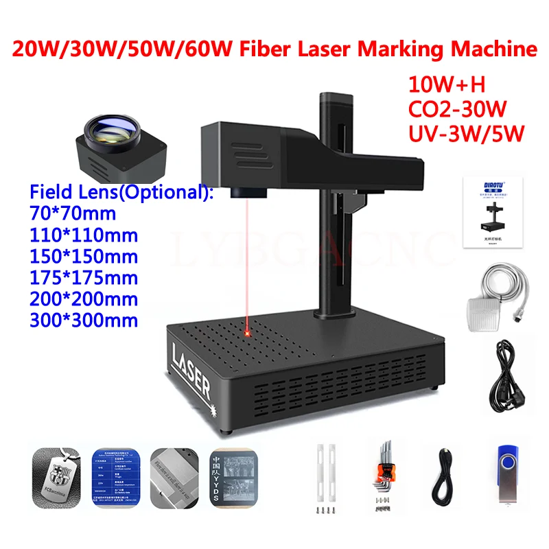 Portable LY Desktop Mini Fiber Laser Marking Machine Upgrade Rotation Axis  20W 30W 50W  Metal Engraving Machine For PVC