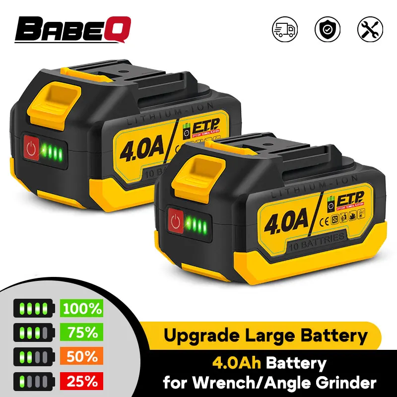 BABEQ 20000mAh Rechargeable Battery EU Plug 15000mAh Lithium Battery Capacity Indicator for Makita Electric Wrench Power Tools