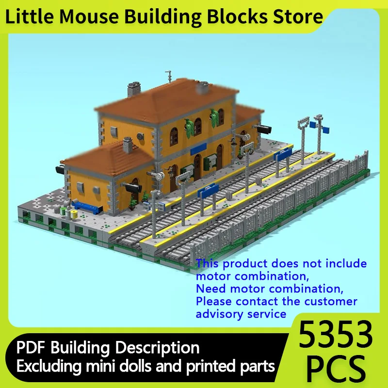 

Street View Model MOC Building Bricks Italian Medium Size Station Modular Technology Children Holiday Gifts Assemble Toys Suit