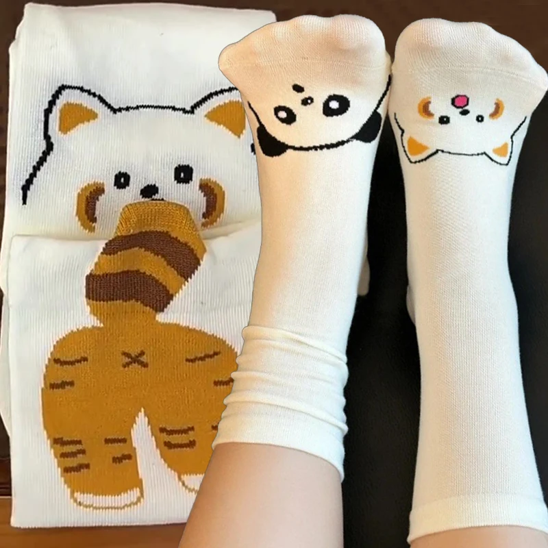 

Women Mid-Calf Socks Cartoon Raccoon 3D Print Funny Pattern Abstract Trendy Cotton Socks Autumn Winter Cute Comfortable Socks