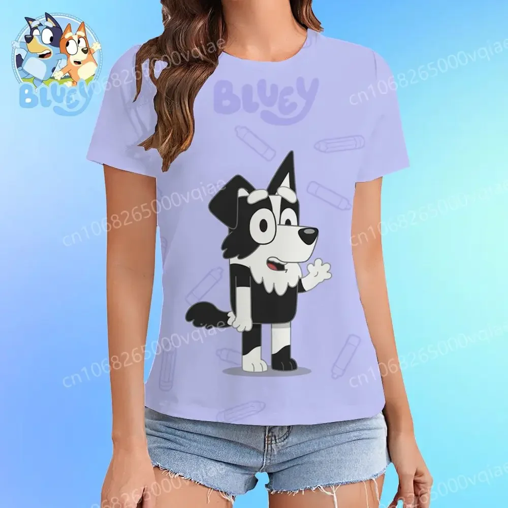 T-shirt damski Summer XS-3XL Fashion 2025 Summer New 3D Print Bluey Shoujo Girl Style Kawaii Lovely Streetwear Cool Anime Y2k
