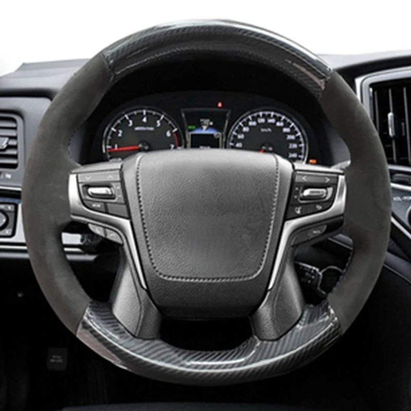 Customized Car Steering Wheel Cover Non-Slip Suede Braid For Toyota Land Cruiser 2016 2017 2018 2019 Land Cruiser Prado 2018