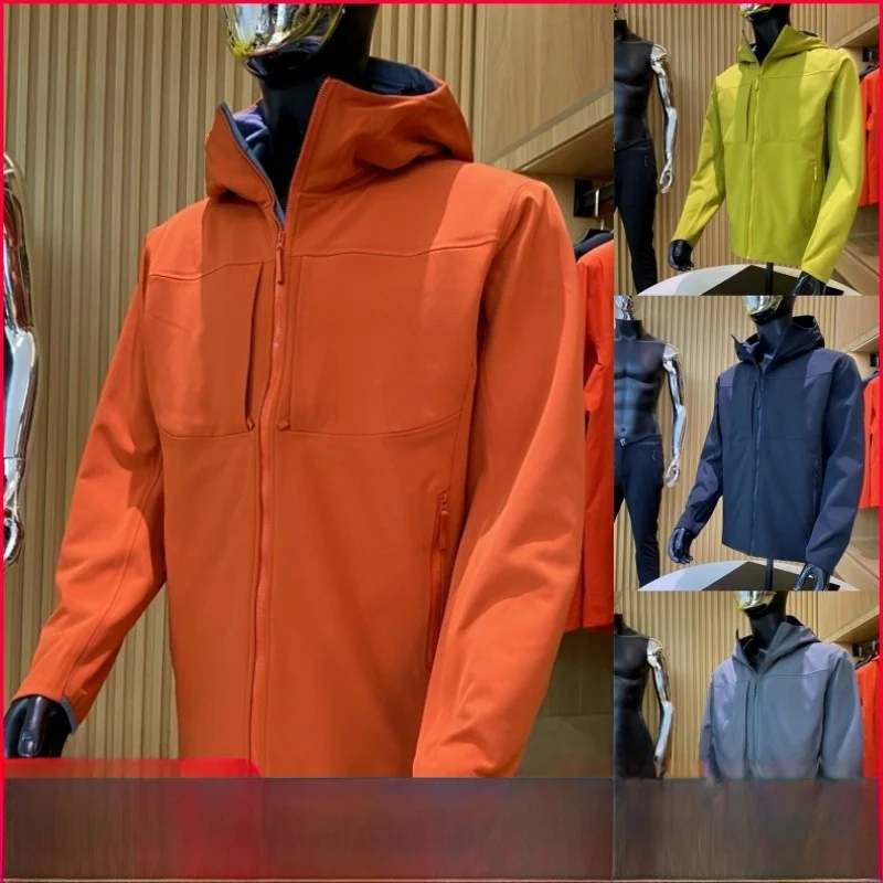 

Classic Men's Fce Lined Soft ell Jaet Outdoor Autumn Winter High End Zipper Waterproof Hunting Clothes Stand Fit