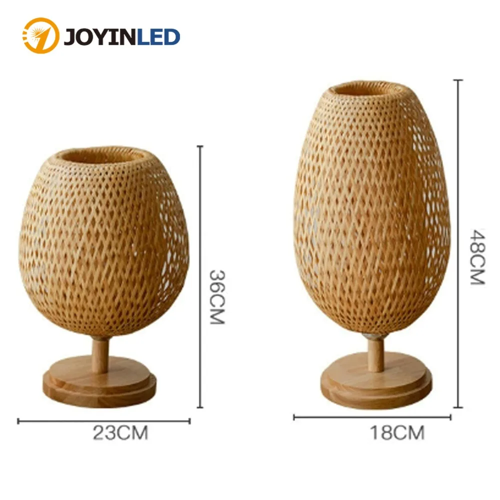 

JOYINLED бамбуковая тканая лампа, простая настольная лампа для спальни, прикроватная настольная лампа, бамбуковое теплое украшение, настольный декор, настольная лампа