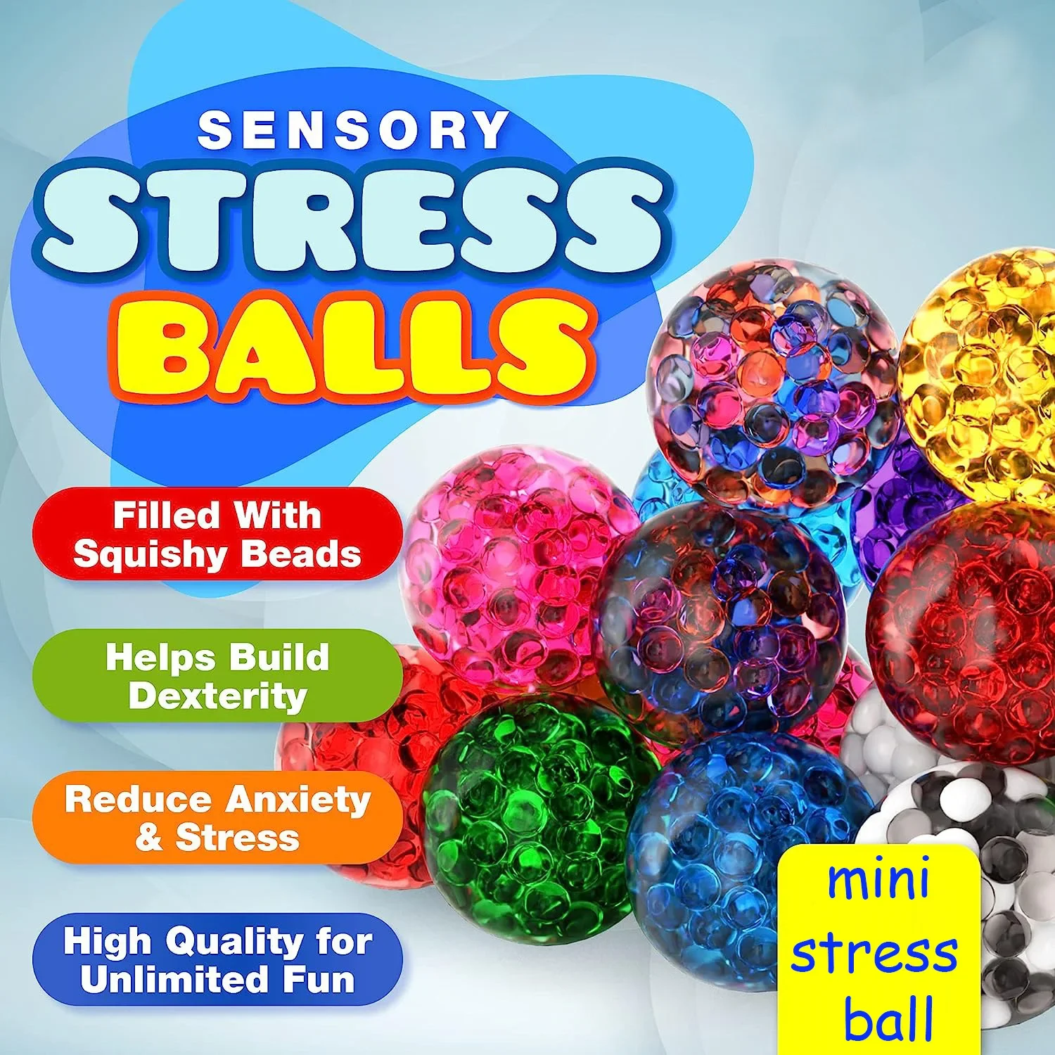 New Stress Relief Squishy Water Bead Ball 4cm Novelty Squeeze Grape Ball Anxiety Relief Educational Decompression Toy Gift