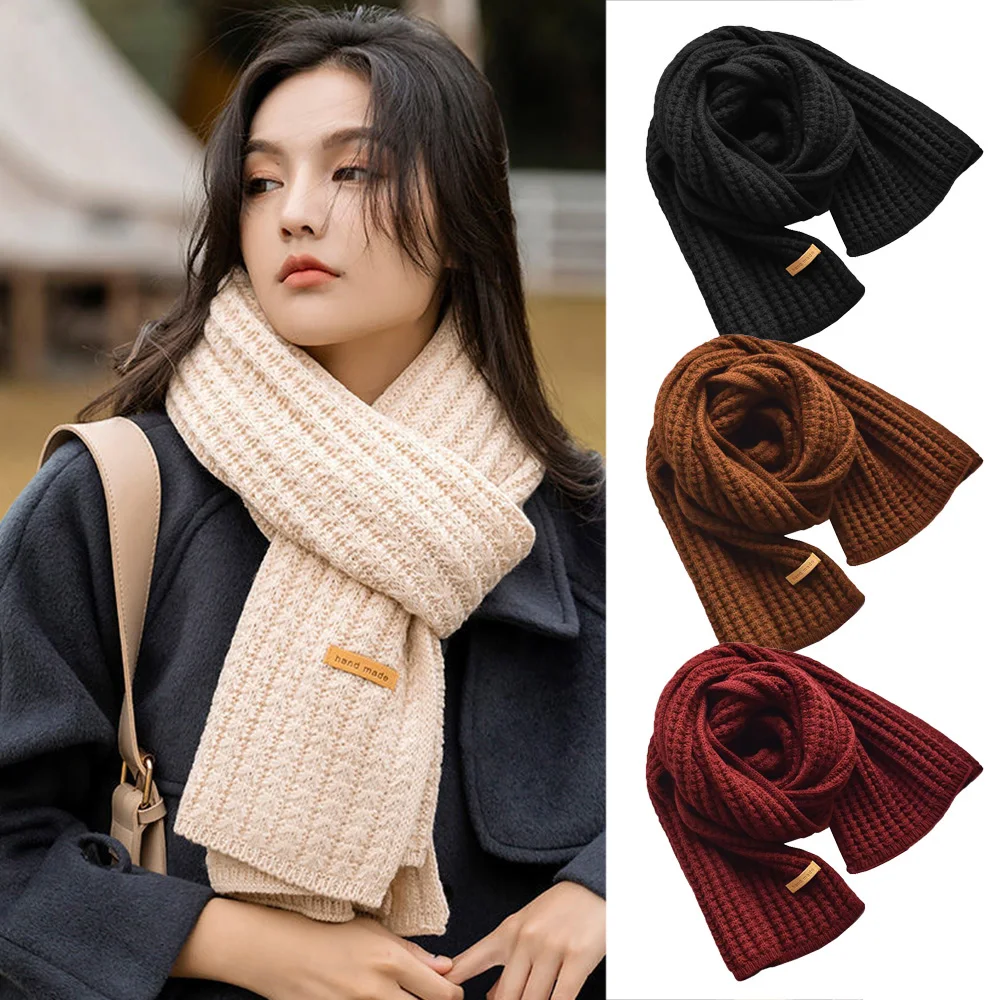 Christmas Women Winter Scarf New Korean Woolen Scarf Lovers Men And Women Thicken Warm Students Solid Knitted Scarves For Women