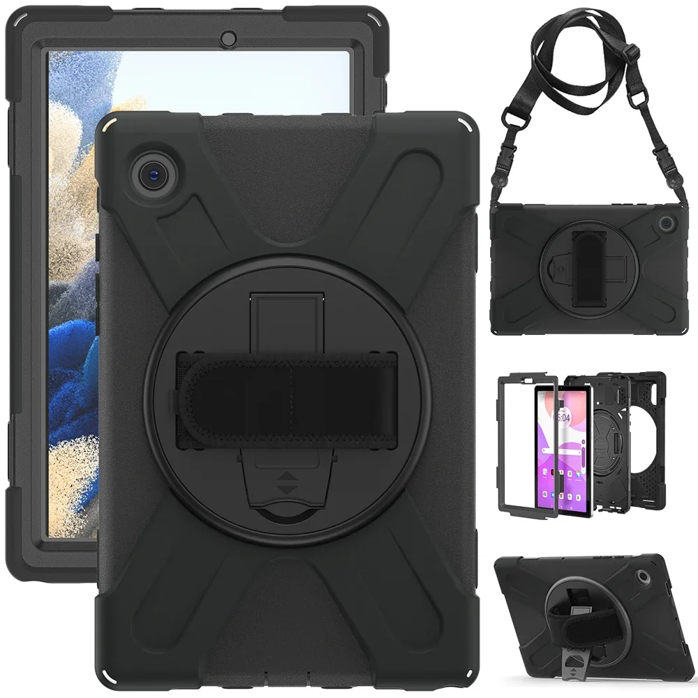 

Case for Samsung Galaxy Tab A8 10.5 Inch SM-X200 X205 X207 Shockproof Kids Safe PC Silicon Tablet Cover with Shoulder Strap