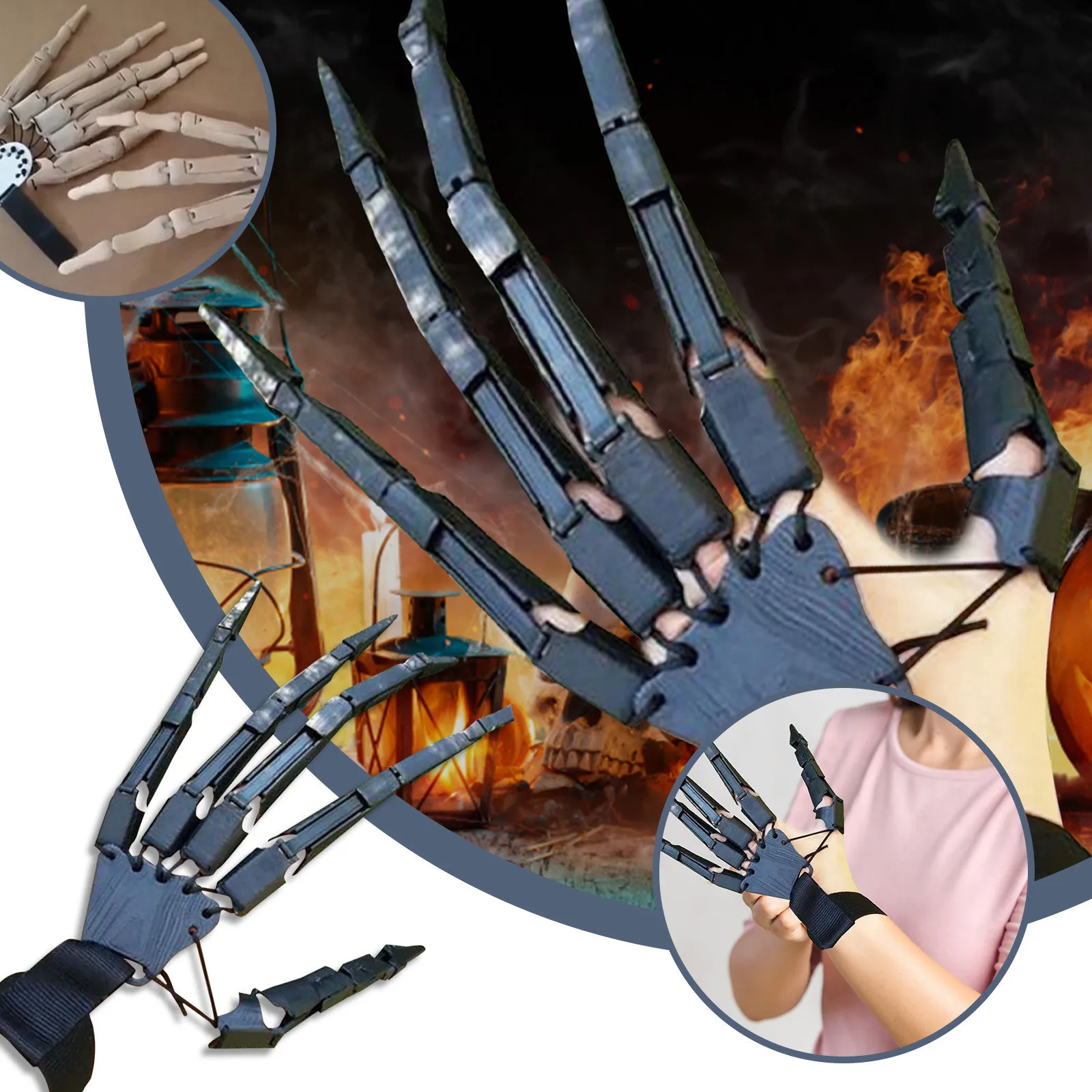 

Halloween Articulated Fingers Cosplay Fingers Decoration Props Claw Halloween Flexible Joint Hand Tools Funny Interesting Toys