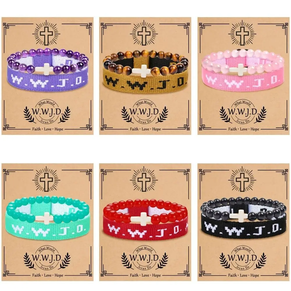 سوار حبل مضفر يدوي ديني ، أساور Wjd ملهمة ، أساور مسيحية ، صناعة يدوية ، جديدة ، 2 * *