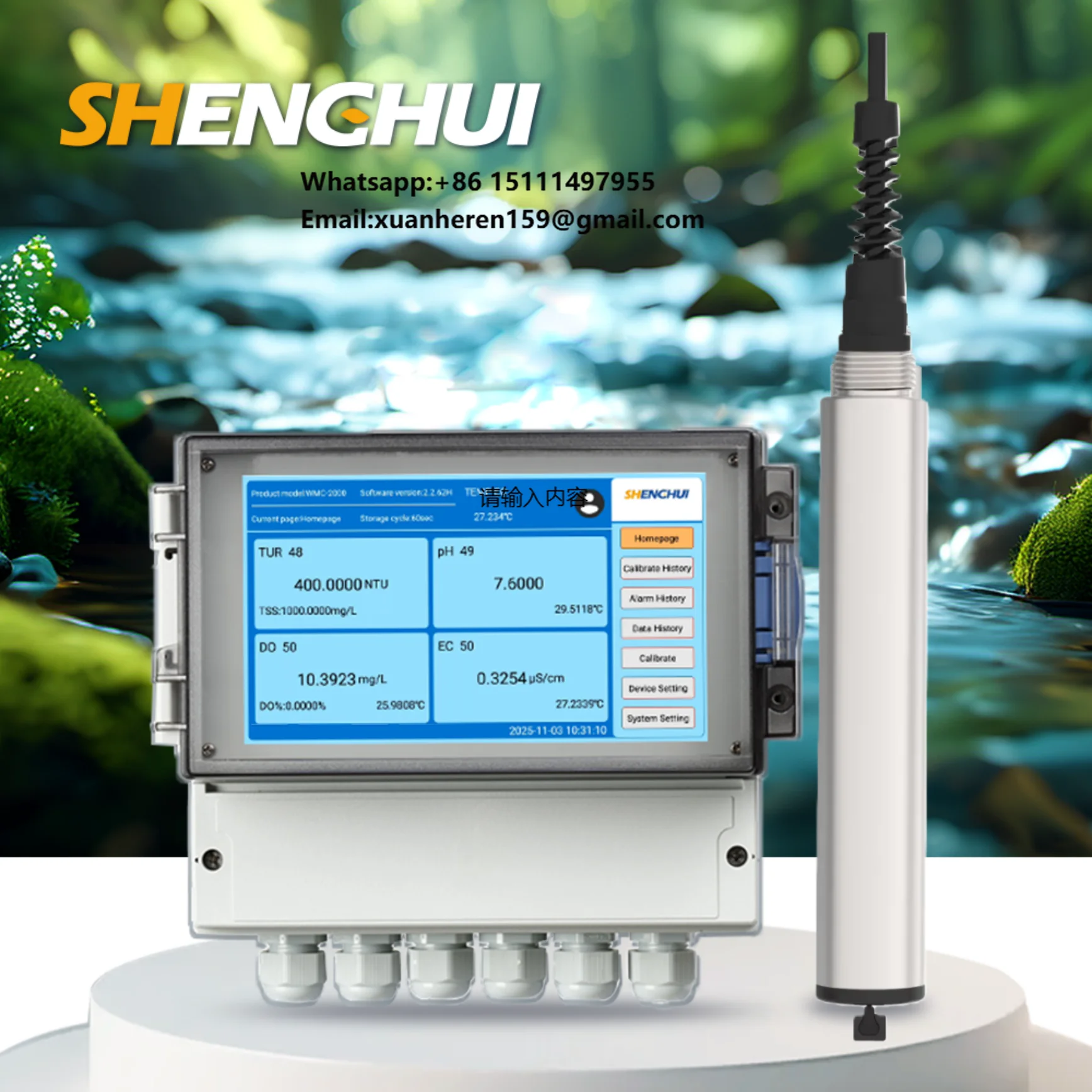 Rs485 4-20mA  Online Meter Turbidity Probe Sensor for Sea River Water Quality Wastewater Seawater