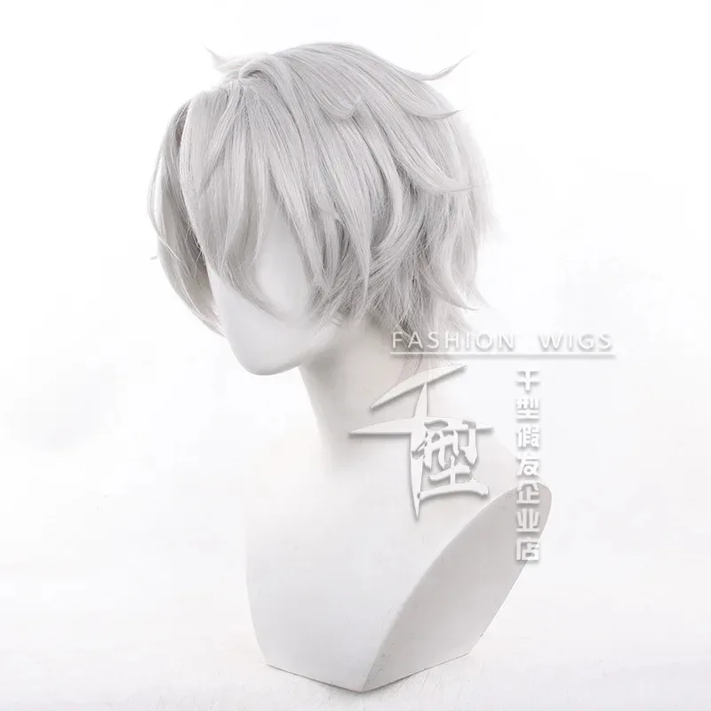 Honkai Star Rail Phainon Peluca de Cosplay Gris Blanco Pelo Corto Amphoro La Tierra Eterna Fiesta de Halloween para Mujeres Hombres Accesorios