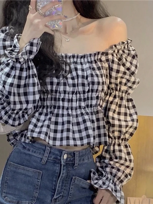 Women's Retro ort Sve irt Spring Autumn 2023 New Sle Anti-Wrinkle Resistant Long Sve Square Collar Lantern Sve
