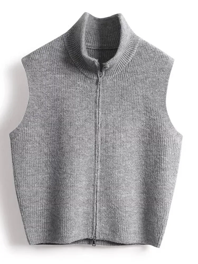 سترة صوفية مفتوحة محبوكة من الصوف البسيط الأنيق، سترة علوية بسحاب مزدوج، تصميم مريح، أنيق، شبابي #3
