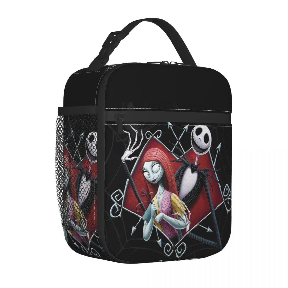 Custom Halloween Skull Jack Sally Resuable Lunch Box  Tim Burton Christmas Horror Movie Thermal Cooler Insulated Lunch Bag