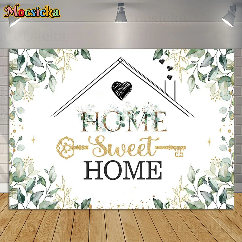 

Housewarming Backdrops Greenery Leaves New Sweet Home Party Background For Decoration Banner Welcome Home We Got The Key Family