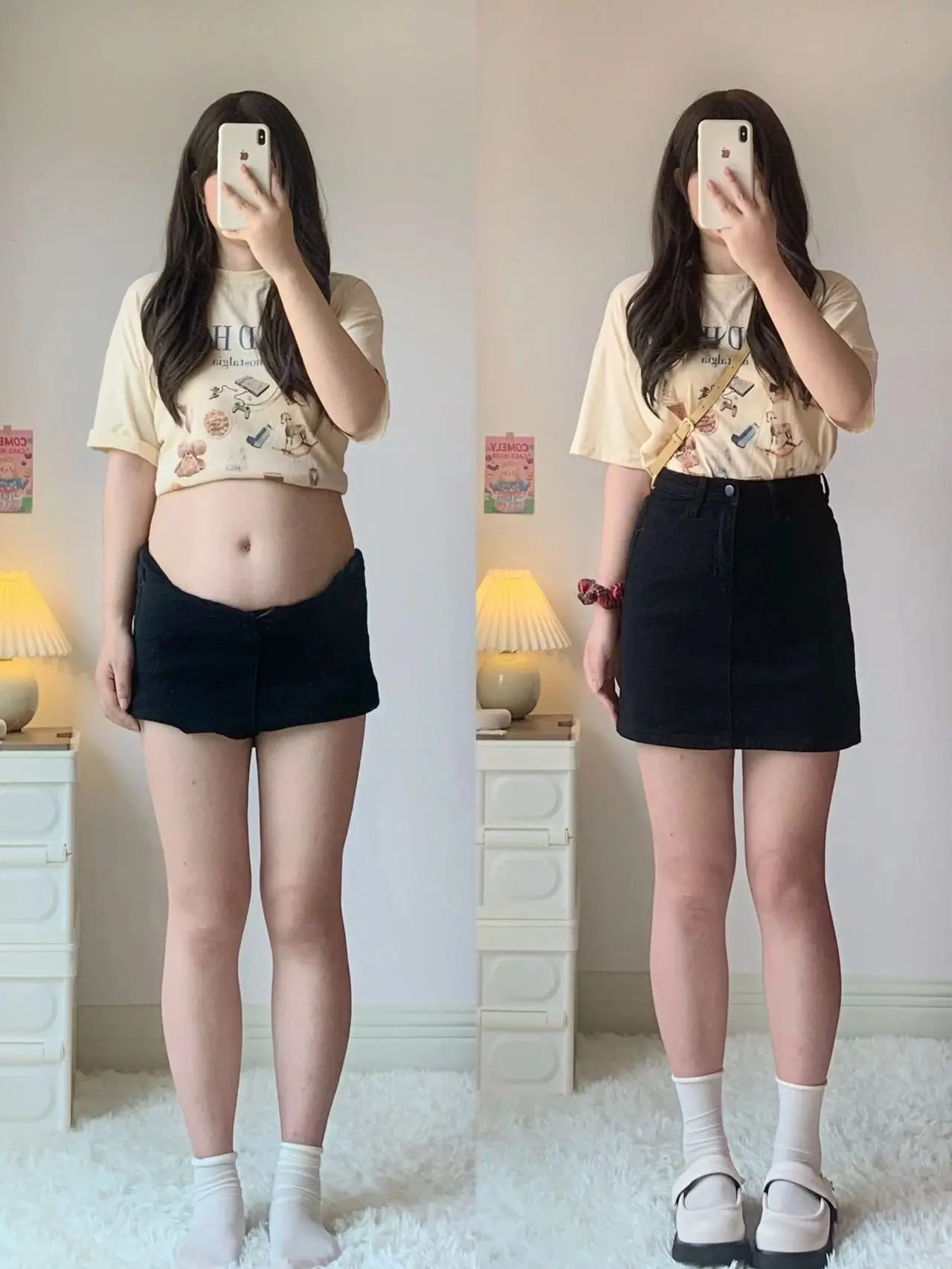 

Юбка А-силуэта с высокой талией, женская джинсовая короткая юбка больших размеров, утягивающая базовая юбка, летняя модная повседневная однотонная юбка