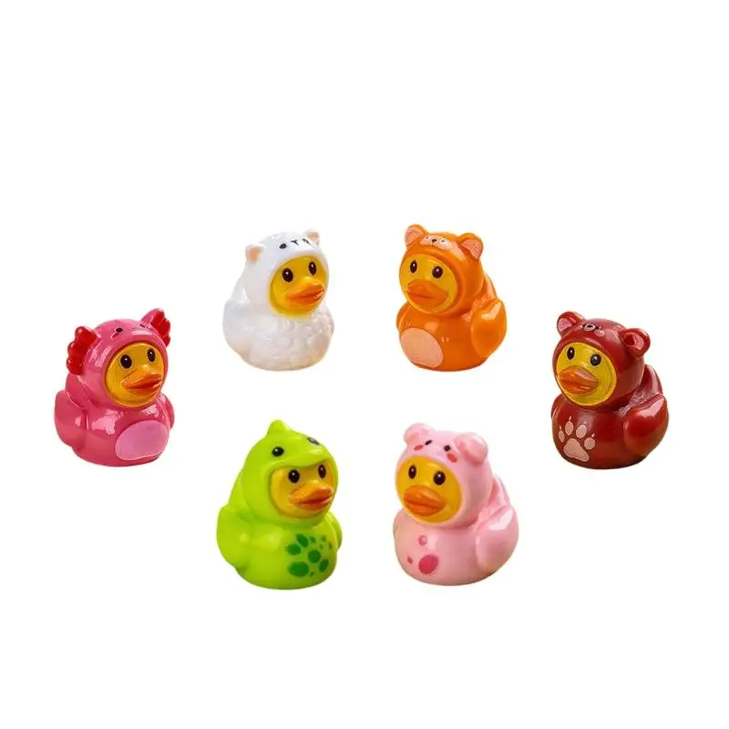 【HG】Animal Costume Mini Resin Duck Figurine Set – 6-Pack Cute Micro Landscape Decor for Desktop & DIY Crafts
