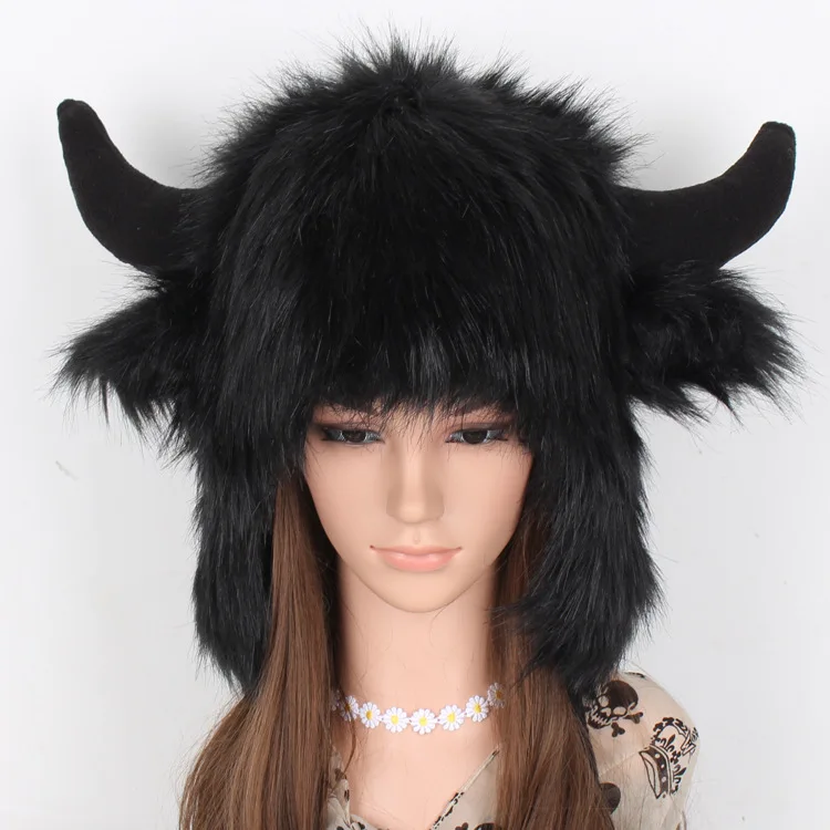 Russian Style Windproof Furry Winter Cap Women Men Cute Deer Antler  Thick Bomber Cap Ski Outdoor Warm Pilot Cap Gorra Chapeu