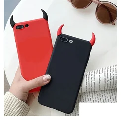 Custodia morbida in Silicone nero rosso custodia Devil Horns Demon Angle Cover per iPhone 16 15 14 12 13 Mini 11 Pro 78 Plus X XS Max XR custodie per telefoni