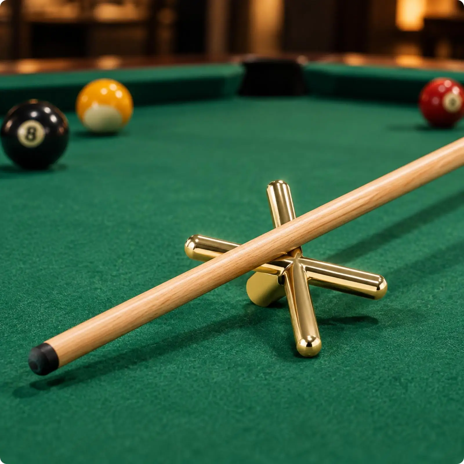 Billiards Bridge Cue Stick Solid Wood Metal Head Rest for Snooker Pool Practice Training Accessory