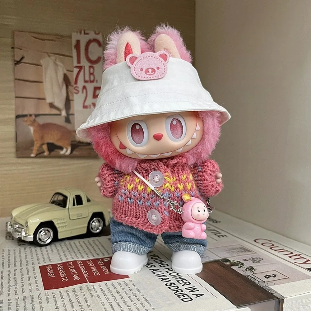 For Labubu V1 V2 V3 Clothes Vinyl Baby Clothes Lucky Loyalty Trendy Cool Strap Pants Diy Accessories Gift Customization Doll