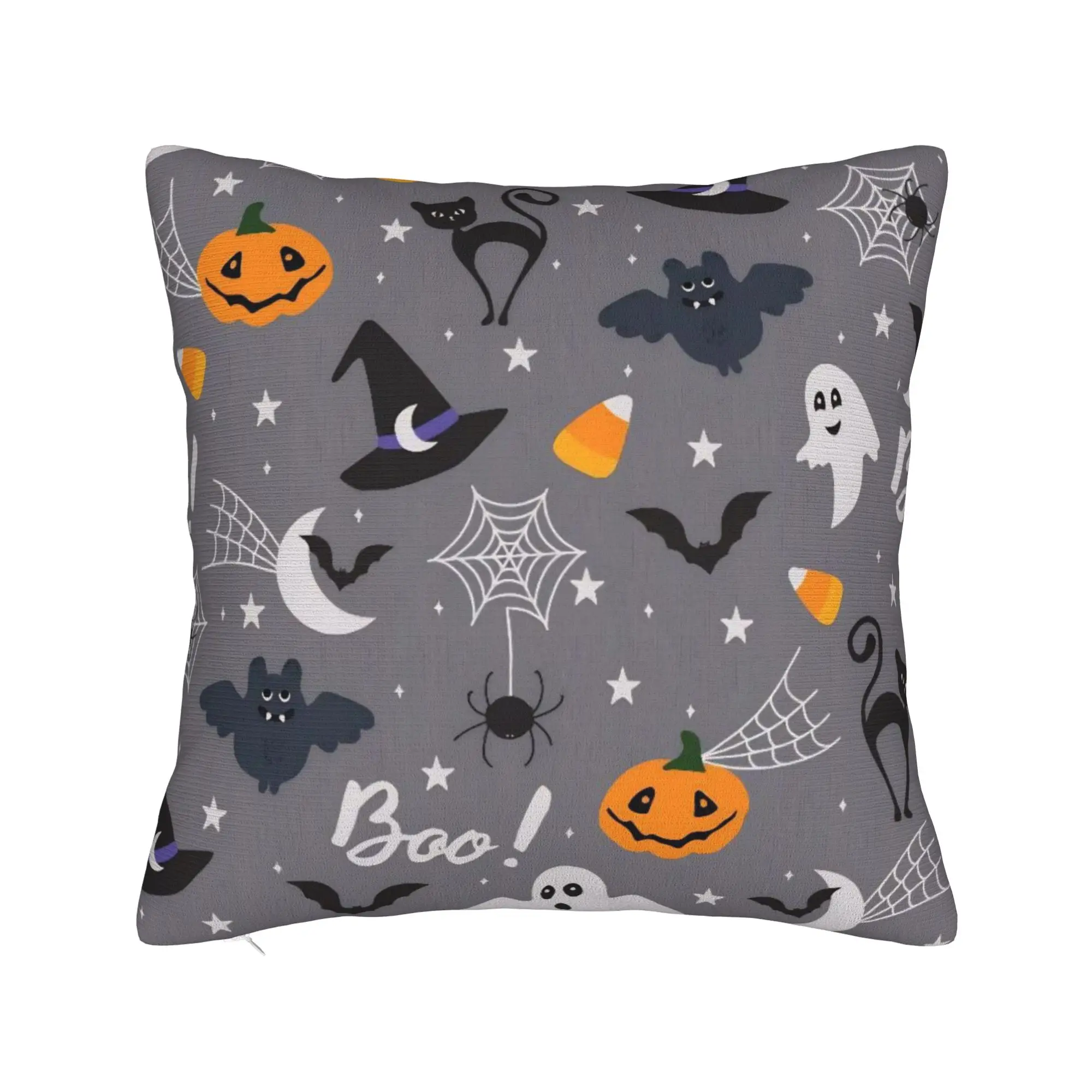Halloween Ghost Pumpkin Spooky Trick Or Treat Witch Pillowcases Merch Soft Cushion Cover Gift  Pillow Case Cover Seat Multi-Size