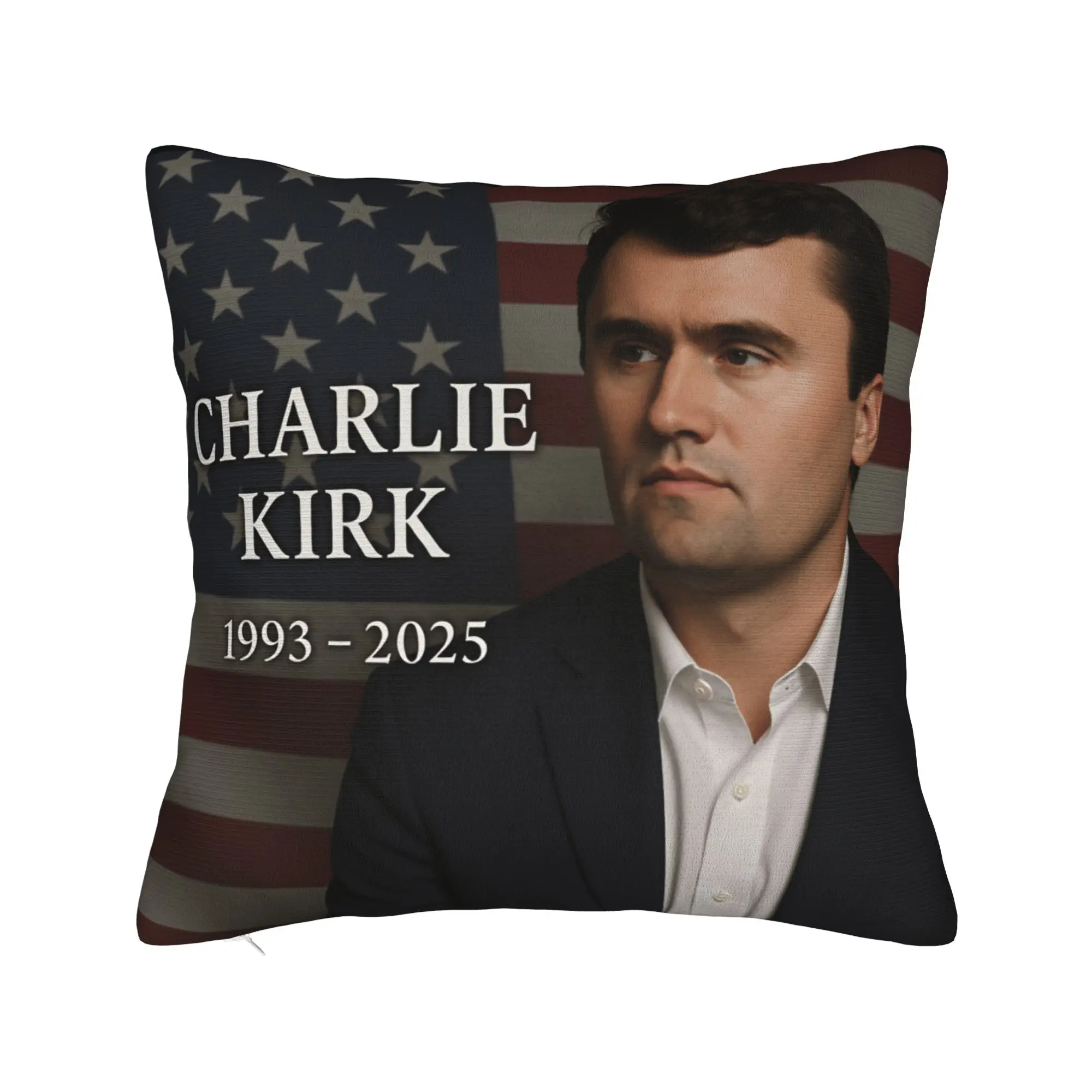 1PC Charlie Kirk Death Jesus Smile Pillowcase Comfortable Pillowcase Sofa Home Decor Fun Double sided Printed Pillowcase