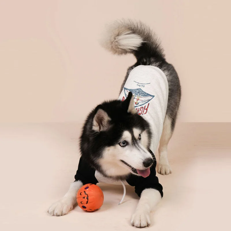 

Pet Letter Printing Brushed Hoody Hooded Medium Large Dog Clothes