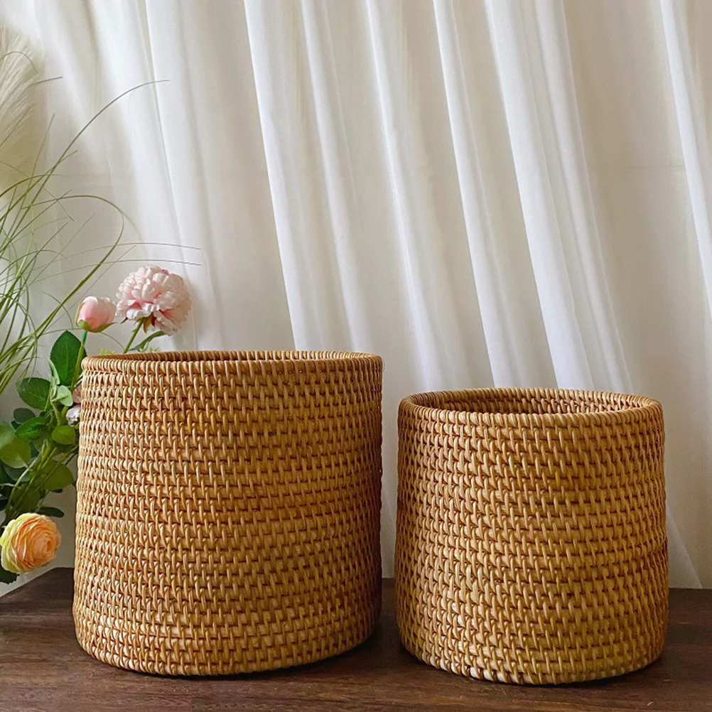

Extra Large Woven Fruit Trash Basket Natural Home Organizing Desktop Finishing Sundries Storage Woven Basket Simulation Rattan