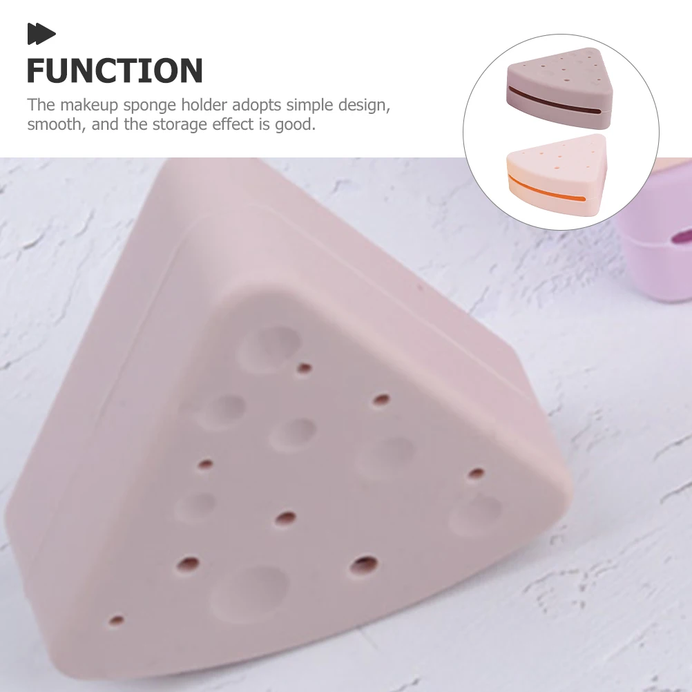 

2pcs Powder Puff Storage Box Triangle Makeup Sponge Case Portable Breathable Silicone Holder Pink Chocolate Travel Organizer