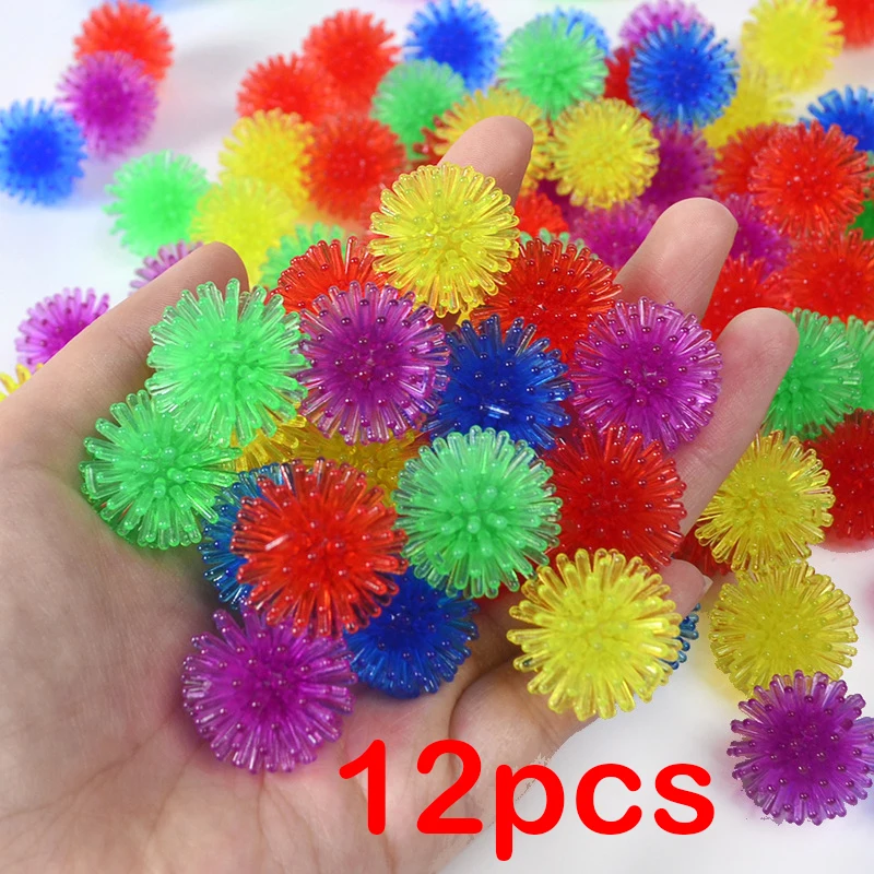 12Pcs Kids Spiky Ball Stress Relief Fidget Toy Children Autism Sensory ADHD Anxiety Relief Exercise Grip Ball Pinch Of Yum Toys