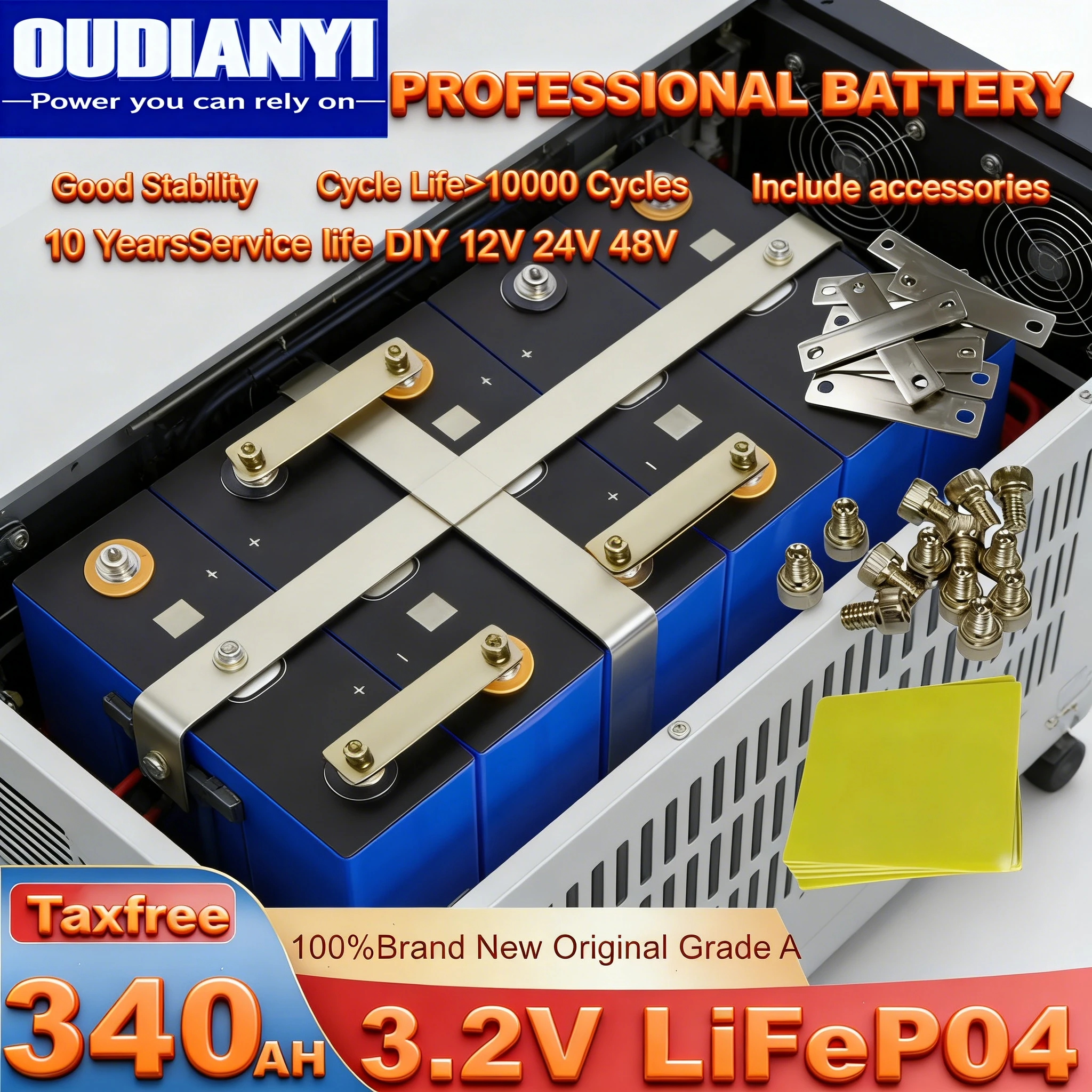 

Бесподатковая аккумуляторная батарея LiFePO4 класса A, 340 Ач, 3,2 В, 10000 циклов, перезаряжаемая, DIY 12 В, 24 В, 48 В для корабля электромобилей, солнечная тележка для кемпинга, автофургонов,