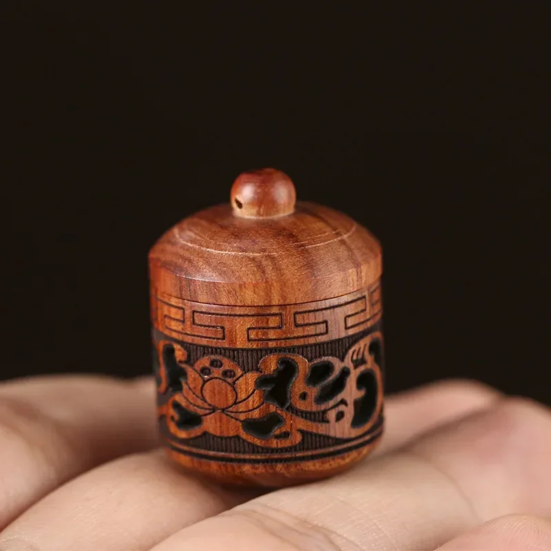 1Pc Solid Wood Medicine Pill Box Mini Lantern Wood Rescue Pill Case Portable Storage Sealed Can For Outdoor First Aid Tool