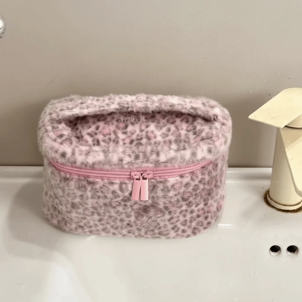 New Handheld Makeup Bag Zipper Design Portable Storage Case Leopard Multi-functional Small Cosmetic Pouch Women Girls