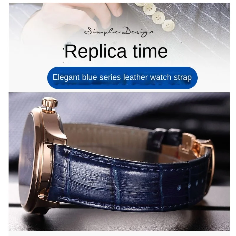 Genuine leather bracelet dark blue color watch strap watchband 16m18mm 20mm 21 22 23mm Calfskin Leather Watch Strap accessories