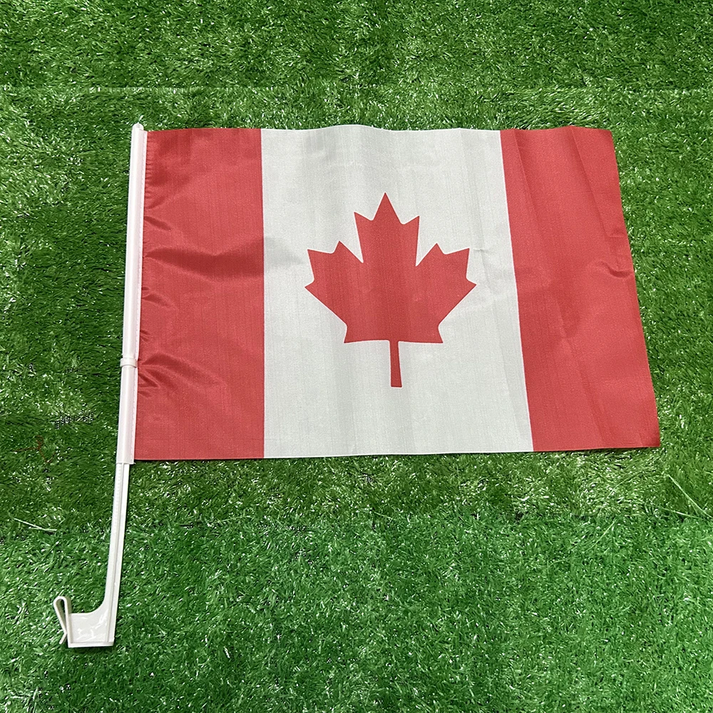 (SKY FLAG)Canada car flag 30*45cm Canada car waving Flag National Flag standard-bearer waving flag with plastic flagpole