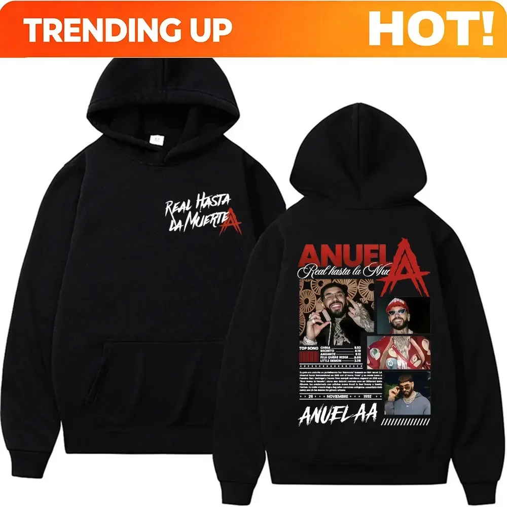 Customization Rapper Anuel AA Real Hasta La Muerte World Tour 2025 Merch Sweatshirt Men Women Fashion Hip Hop Hoodie Streetwear