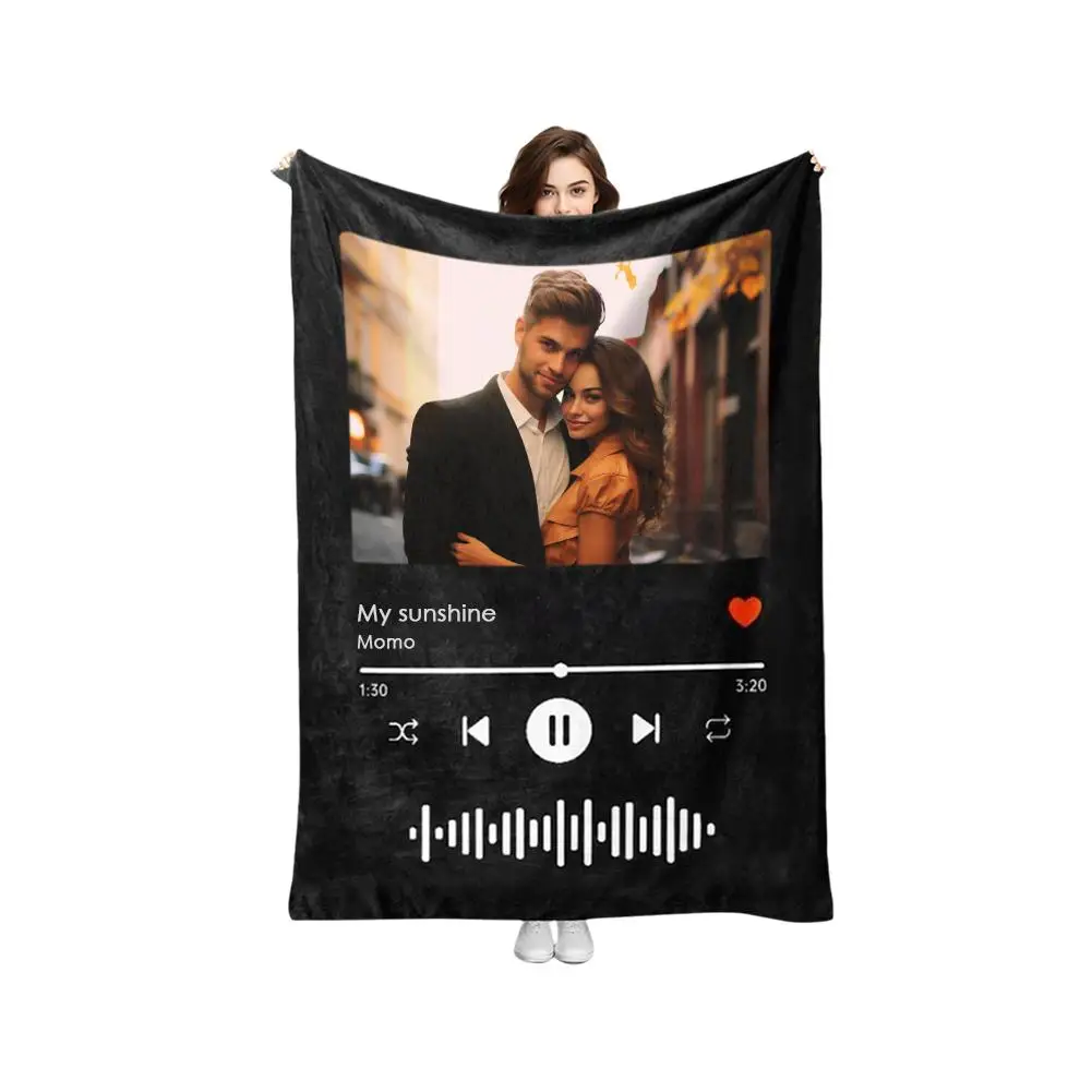 Personalized Photo Music Blanket Customized Blanket For Couples With Photos Birthday Wedding Sisters Friends Christmas Gifts