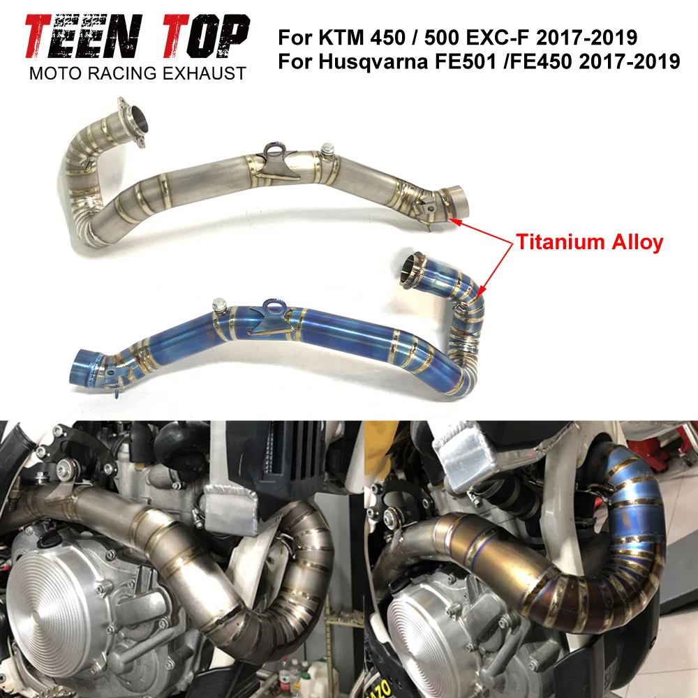 

Offroad Bike Exhaust Pipe For Husqvarna FE501 FE450 Exhaust Elbow Front Link Pipe For KTM 450 EXC-F 500 EXC-F 2017-2019 Titanium