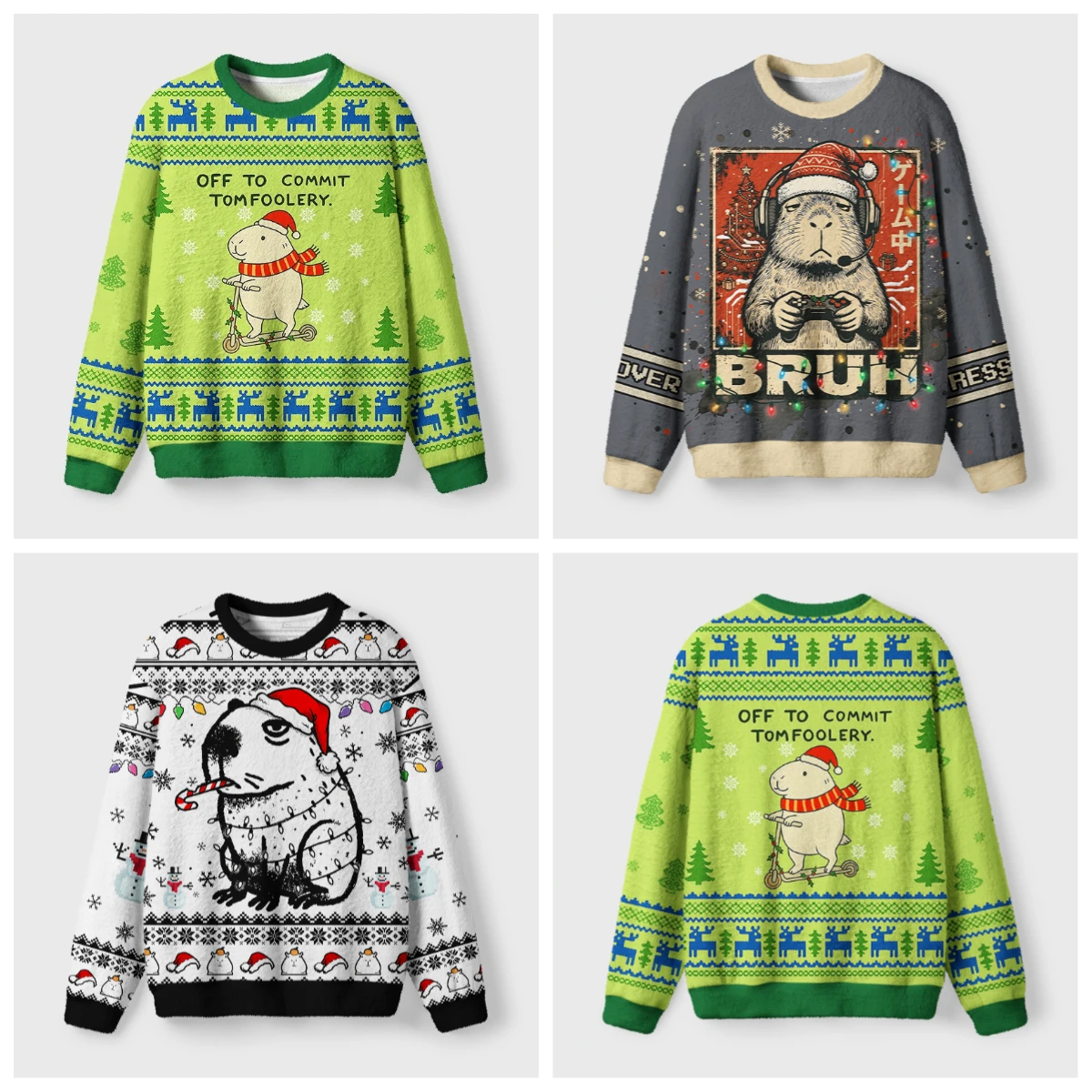 Funny Dolphin Ugly Sweater Children Adult Men and Women Fun Cartoon Meme Round Neck Hoodie Casual Festival Party Dressing