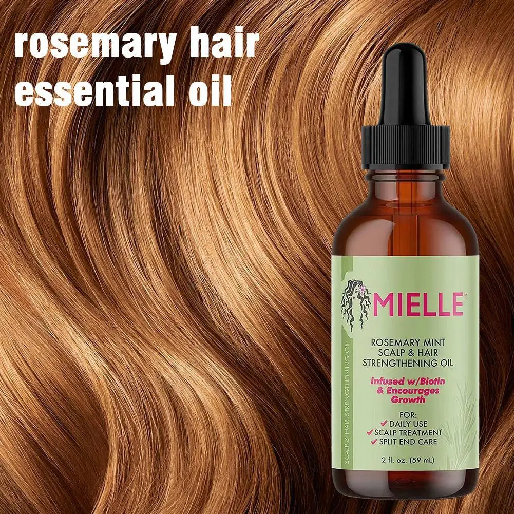 Aceite Esencial de romero de 59ml, aceite Natural para mejorar el crecimiento del cabello, nutre Mielle, Reduce la caída del cabello, mejora el aceite bifurcado para el cuidado del cabello