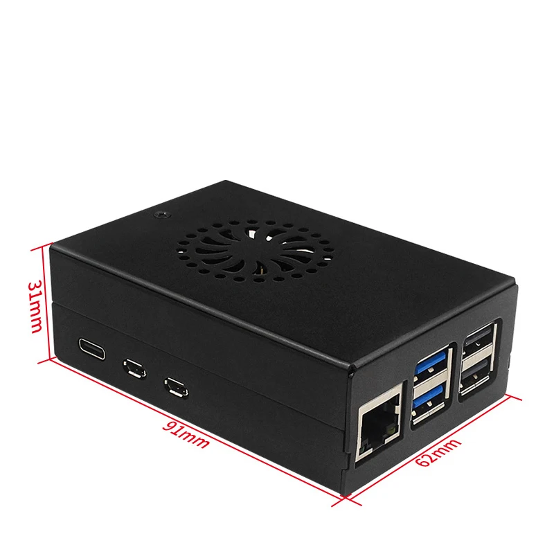 Raspberry Pi 5 metalen behuizing aluminium behuizing compatibele koelventilatorbox voor actieve koeler voor RPI 5 Pi5
