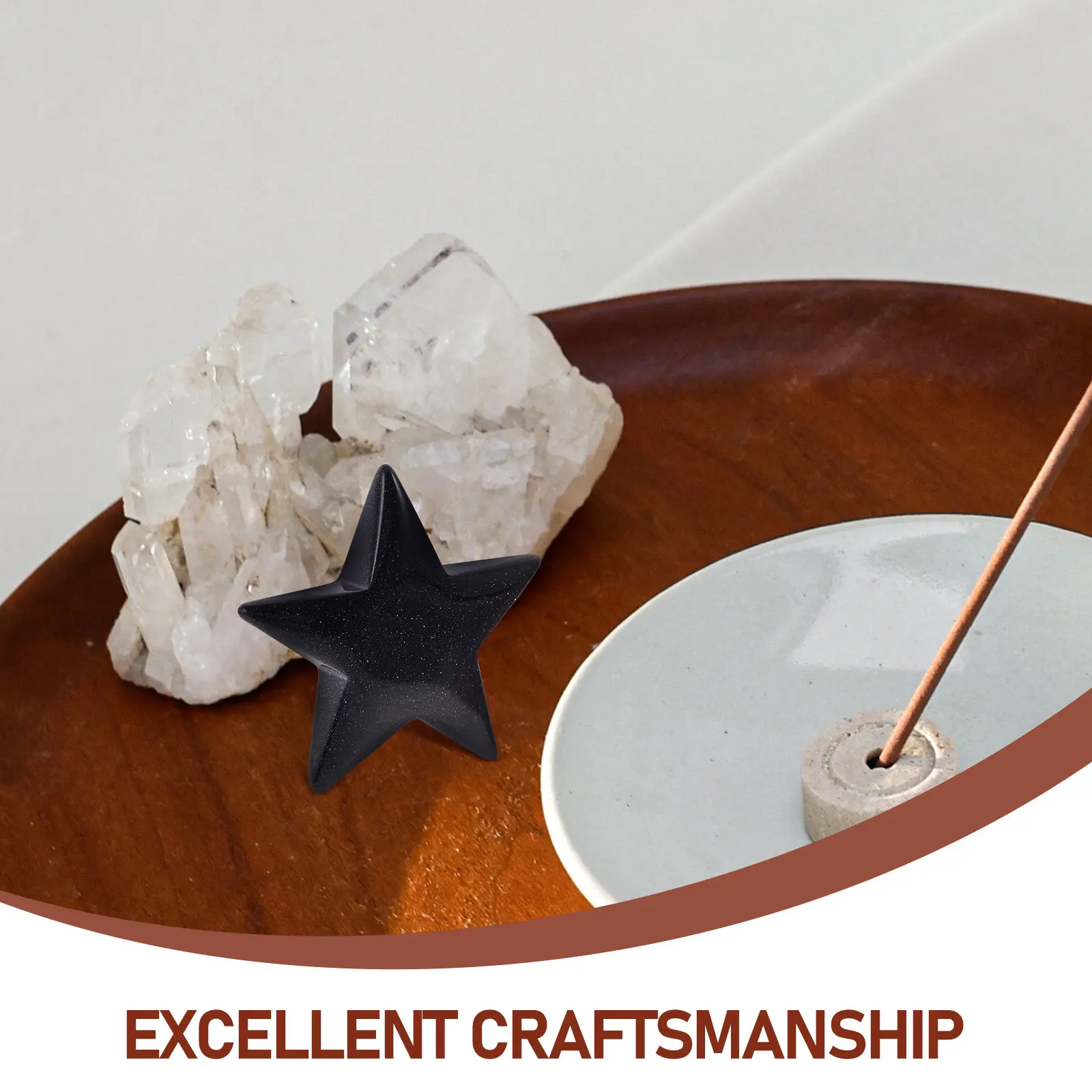 

Hand Carved Shaped Pentagram Stone Polished Durable Home Decoration Desk Ornament DIY Craft Supplies