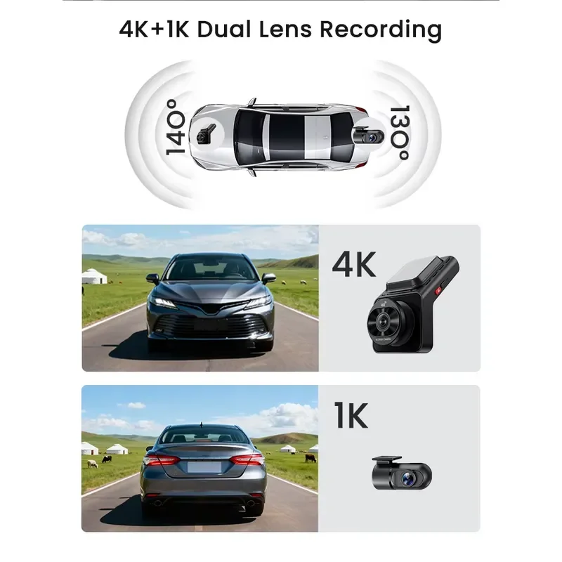 2026 New 4G 2 Lens WiFi LTE 4K Ultra 2 Cameras Dashcam with ADAS and BSD view 4