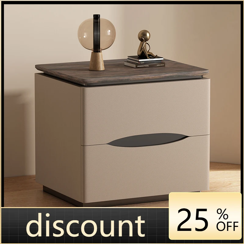 LTT leather solid wood bedside table simple modern light luxury high sense creative small coffee table