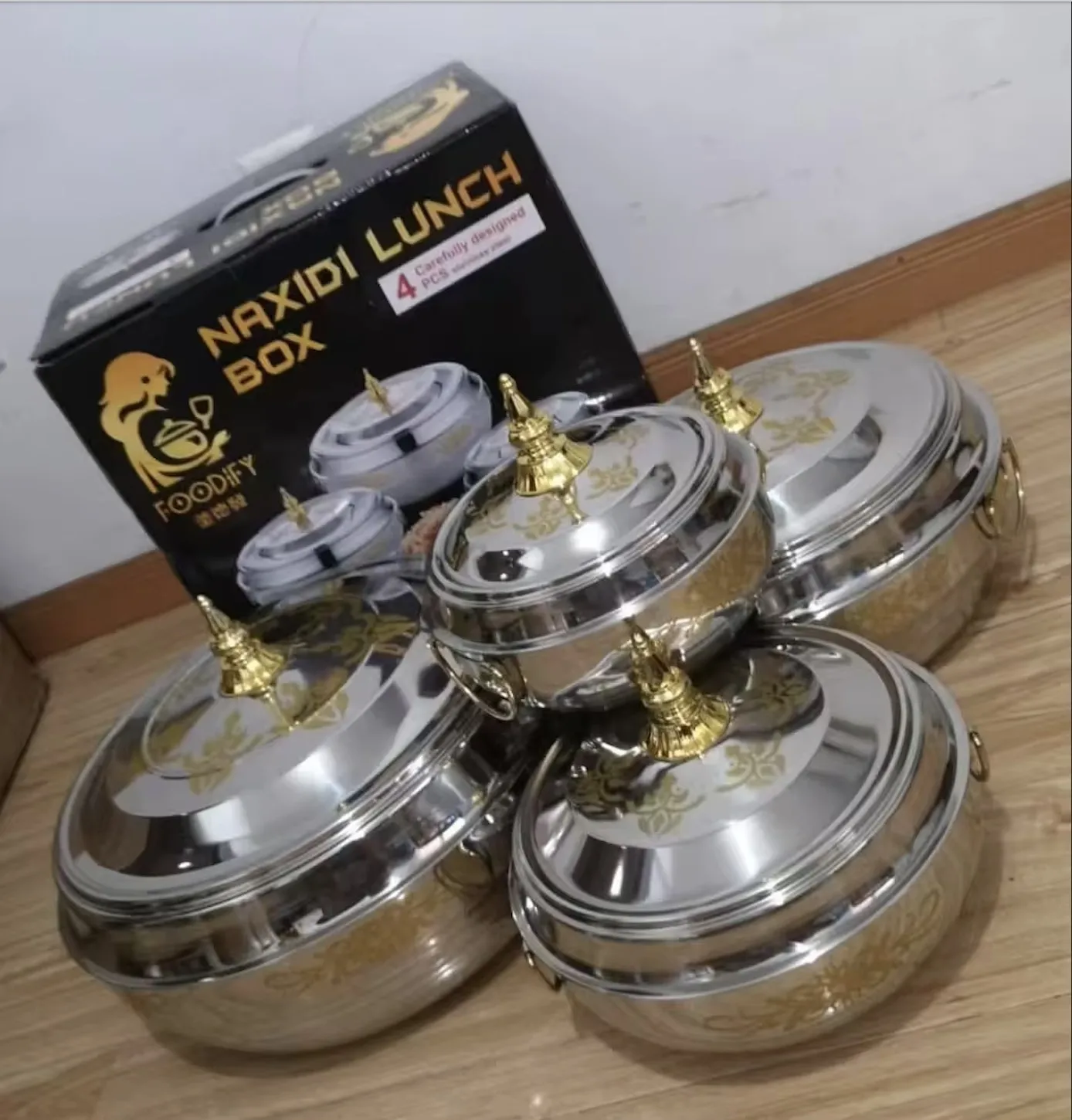 4 Piece Set 3L 6L 8L 12L Stainless Steel Insulated Lunch Box Thermal Food Warmer Hot Pot for Family Gathering Ramadan