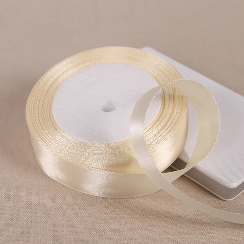 25 Yards 6/10/12/15/20/25/32/38/50/75mm Beige Polyester-Satinband für Hochzeits- und Partydekoration & DIY Geschenkverpackung – Detail 7