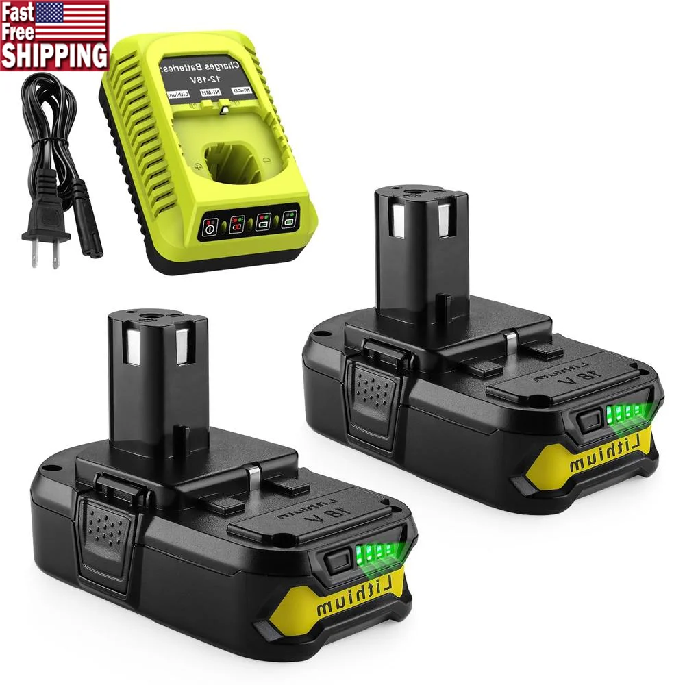 2 pacote 18v 3.5a ryobi bateria p102 p103 p104 p105 p107 carregador combo kit indicador de energia ce fcc rohs certificado ryobi 18v um