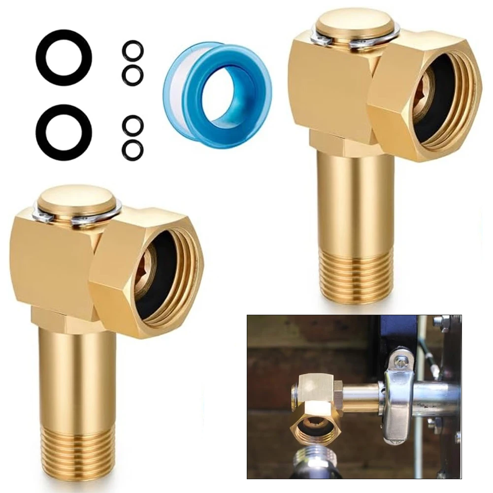 Garden Hose Reel Connector Swivel Elbow Adapter 3/4 inch GHT to 1/2 inch NPT Male with Additional Washers and Sealing Tape