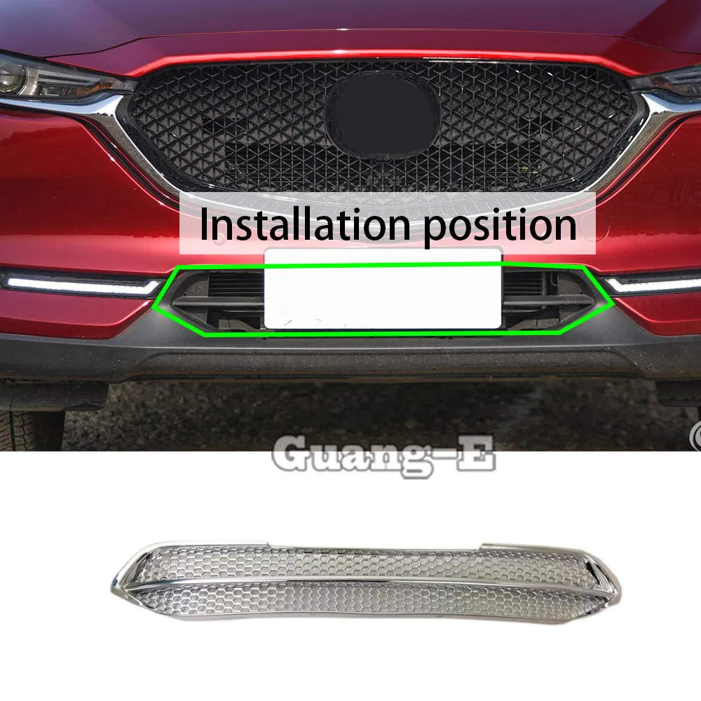 

For Mazda CX-5 CX5 2nd Gen 2017 2018 2019 2020 2021 Car Protection Detector ABS Chrome Trim Front Up Grid Grill Grille Panel